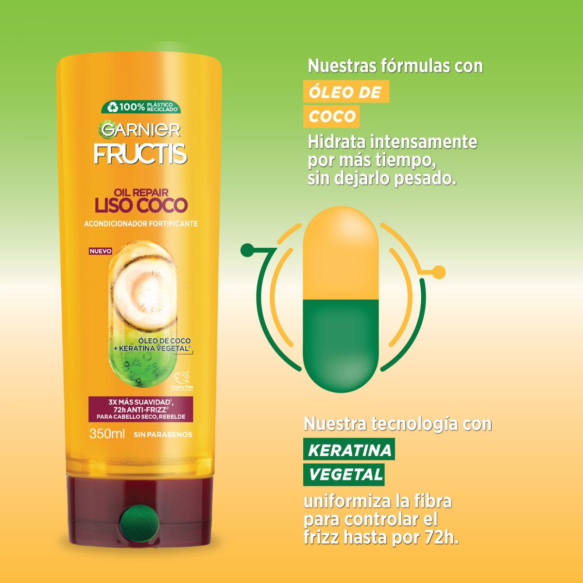 Acondicionador Oil Repair Liso Coco For Fructis 350 ml