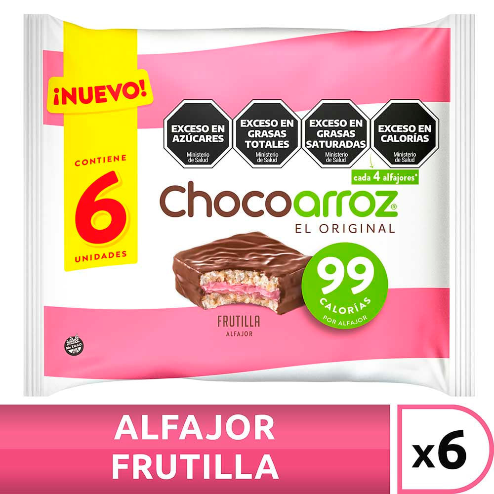 Alfajor de Arroz Frutilla x6 Chocoarroz 6 Un