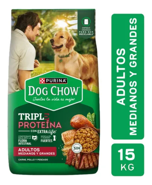 Alim.P/Perro Ad.M/L Triple Proteina Ext Dog Chow 15 Kgr