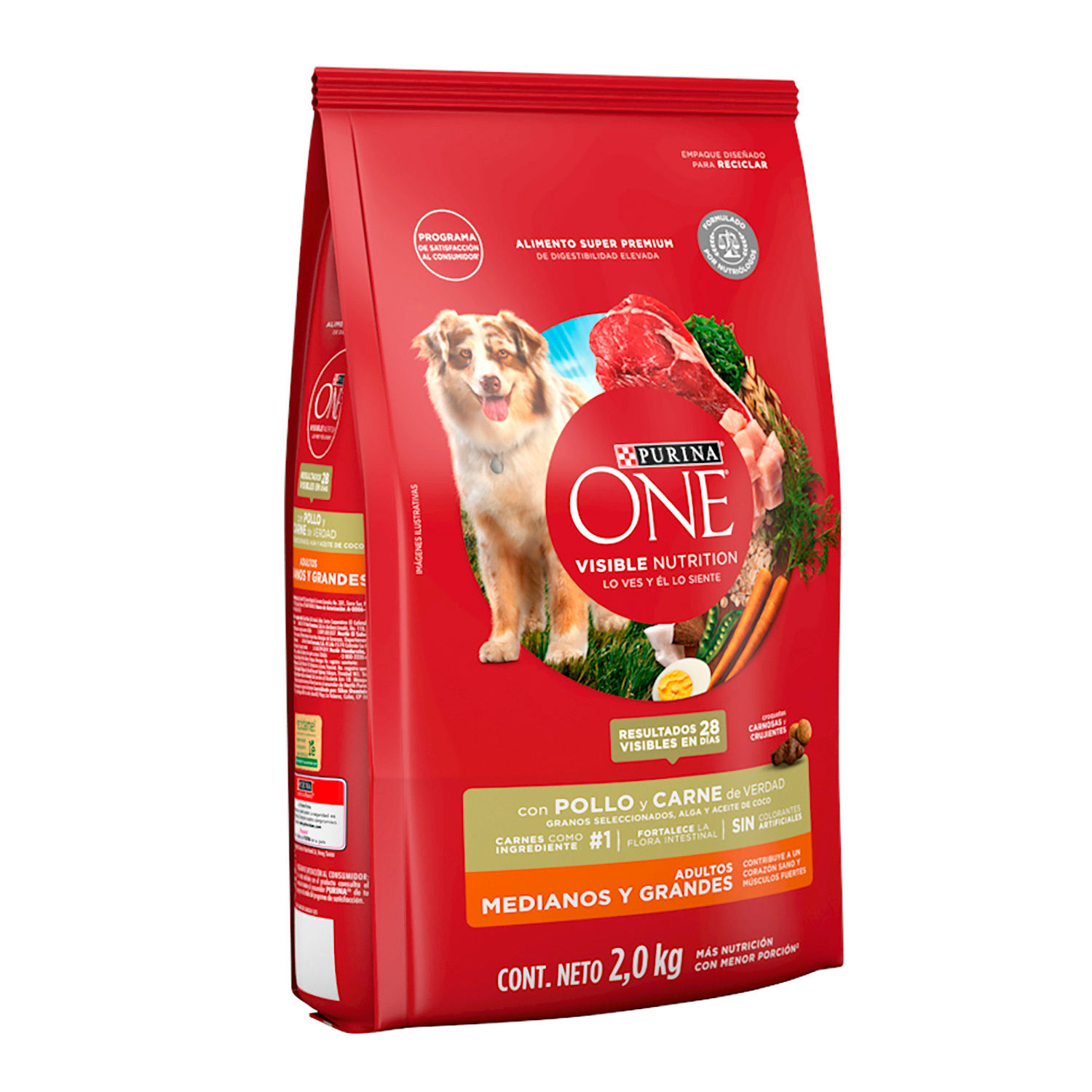 Alimento P/Perro Carne +2Kg Raza 22 Kgr
