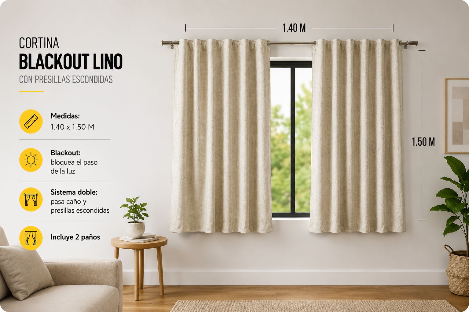 CORTINA DE AMBIENTE- BLACKOUT LINO