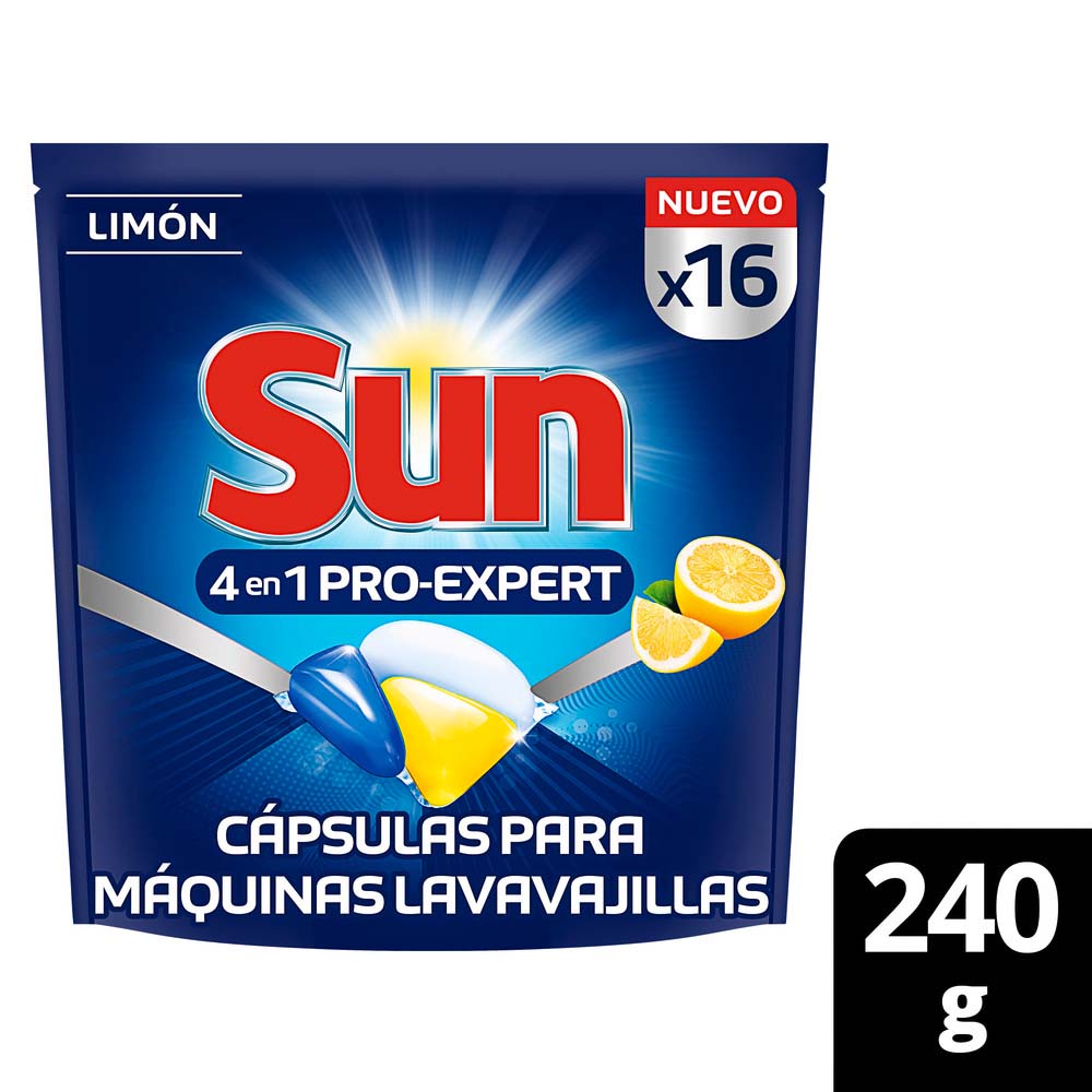 Capsulas P/Maquina Lavavajilla Limon 4e Sun 16 Un