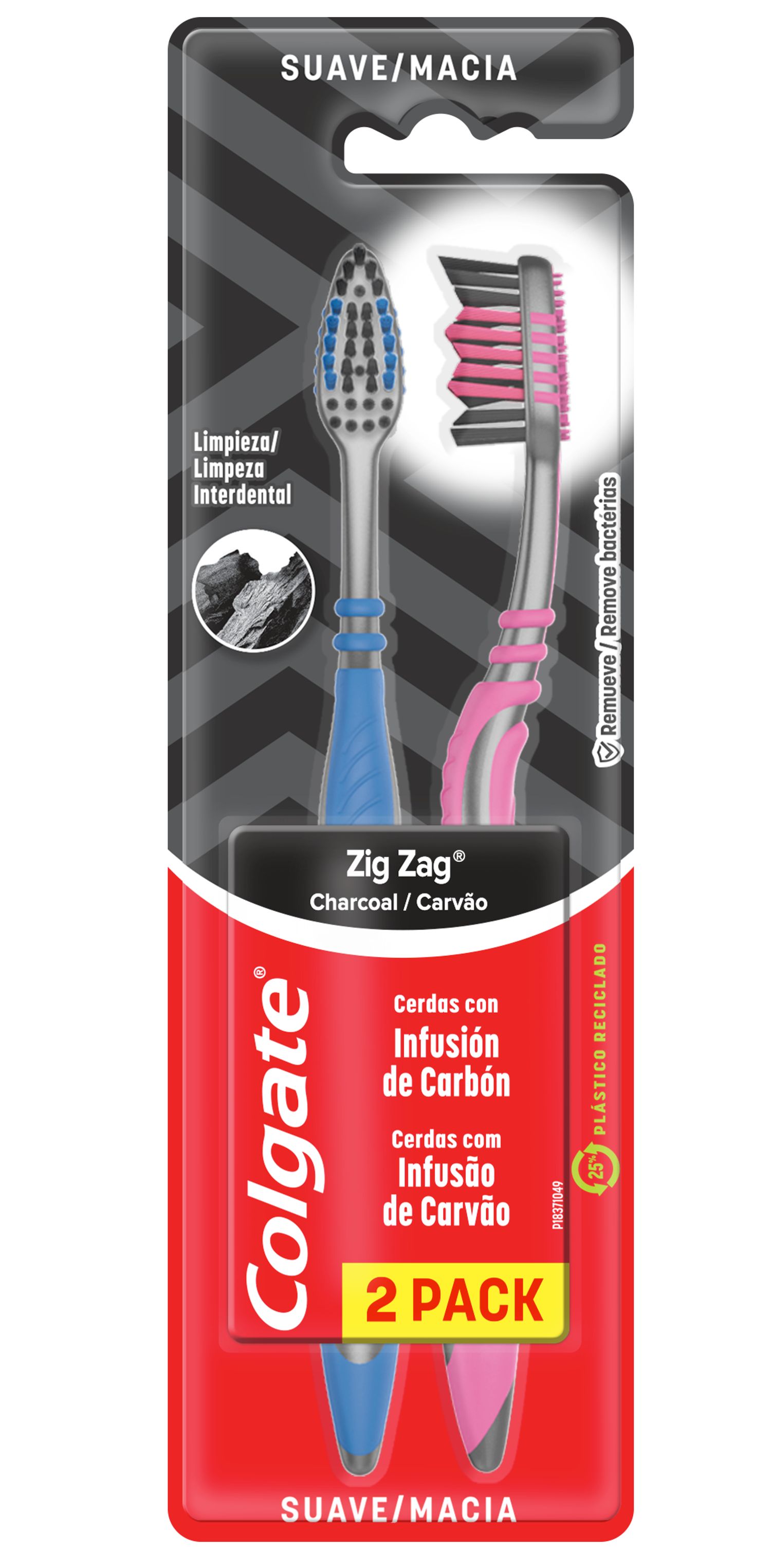 Cepillo Dental ZigZag Carbon x2 Colgate 2 Un