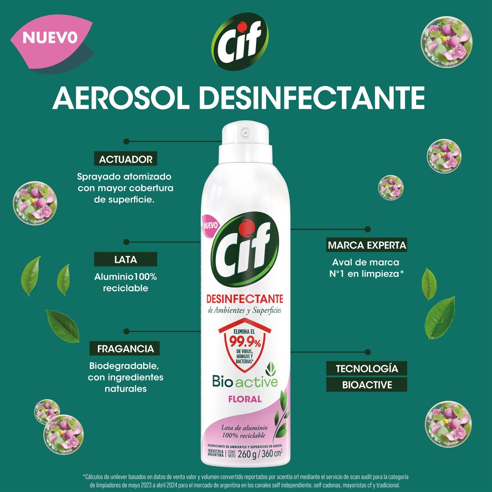 Desinfectante en Aerosol Sandalo Antimu Cif 360 ml