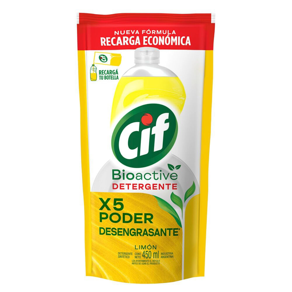 Detergente BioActive X5Pd.Desen Limon D Cif 450 ml