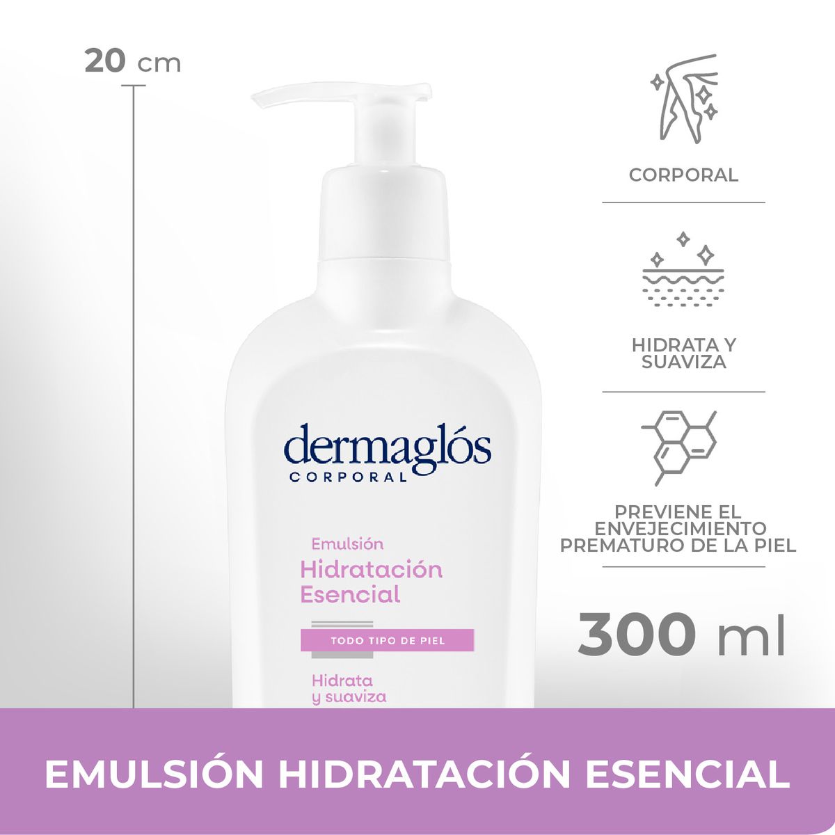 Emulsion Hidratacion Esencial Dermaglos 300 ml
