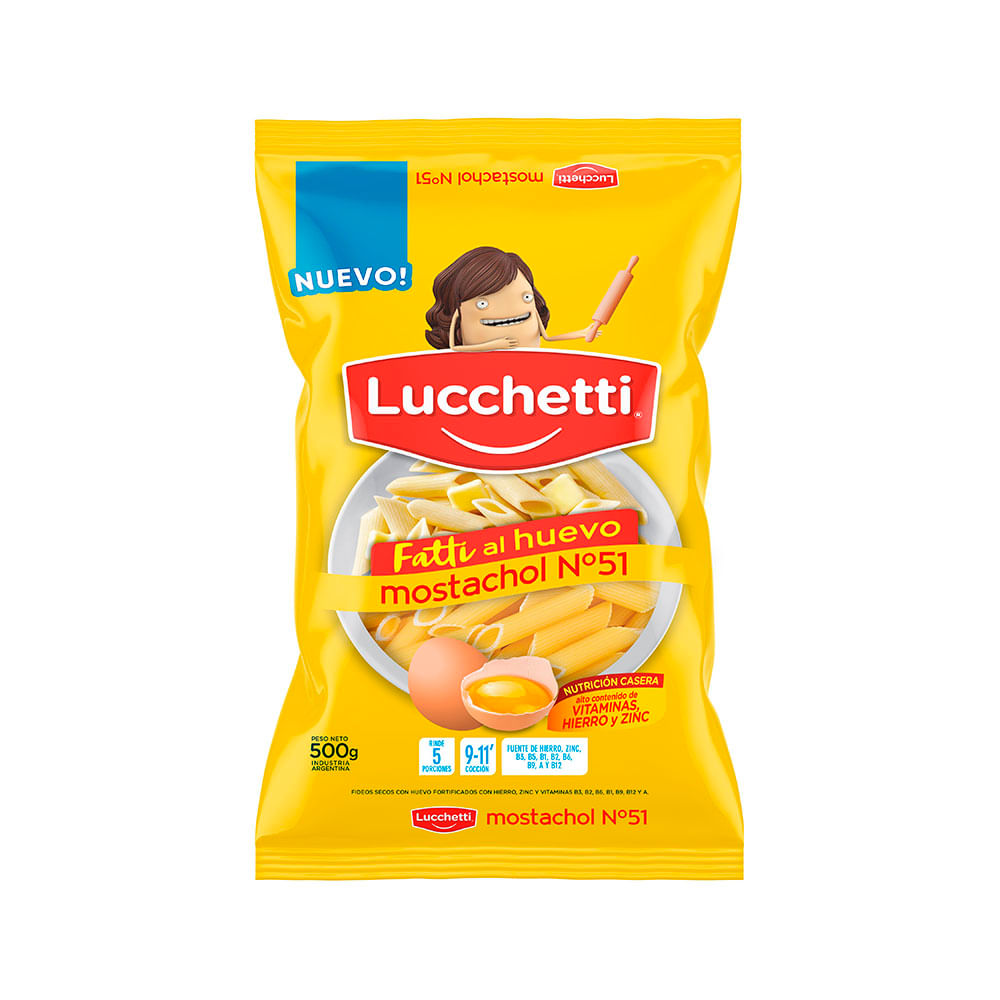 Fideos Mostachol N°51 Lucchetti 500 Grs