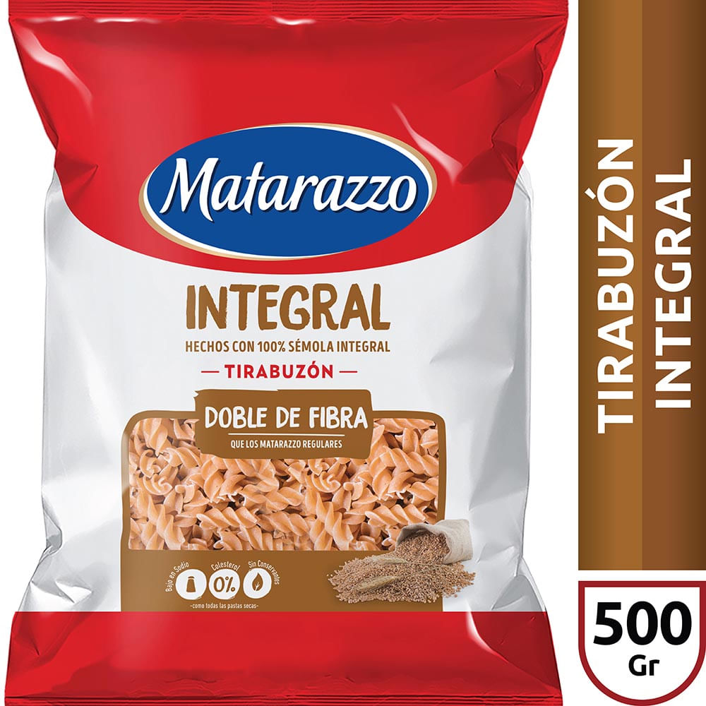 Fideos Tirabuzon Integral Matarazzo 500 Grs