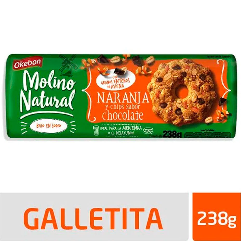 Galletitas Avena Naranja y Chips Nvo.Oc Molino Natural 238 Grs