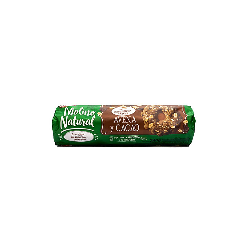 Galletitas Avena y Cacao Nvo.Oct Molino Natural 240 Grs