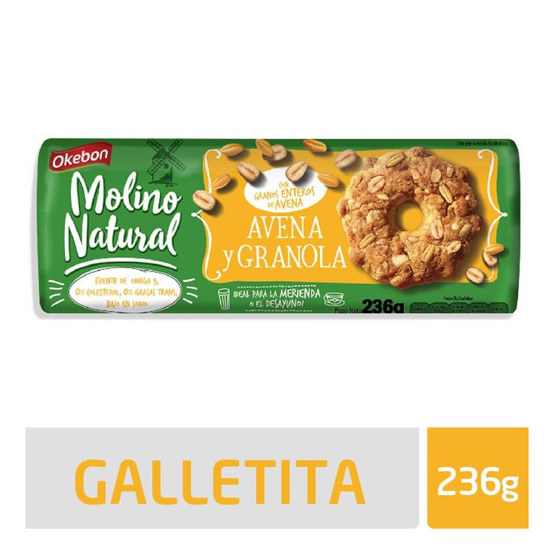 Galletitas Avena y Granola Nvo.Oct Molino Natural 236 Grs