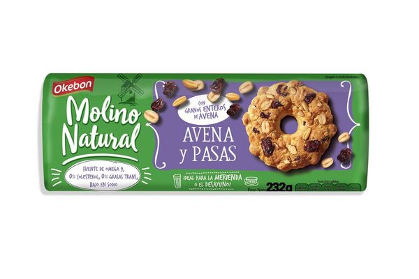Galletitas Avena y Pasas Molino Natural 232 Grs