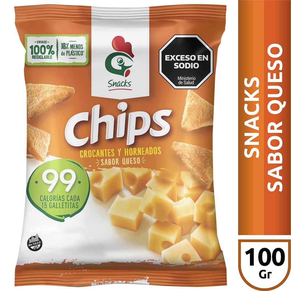 Galletitas Chips Queso Nvo.Oct Gallo 100 Grs