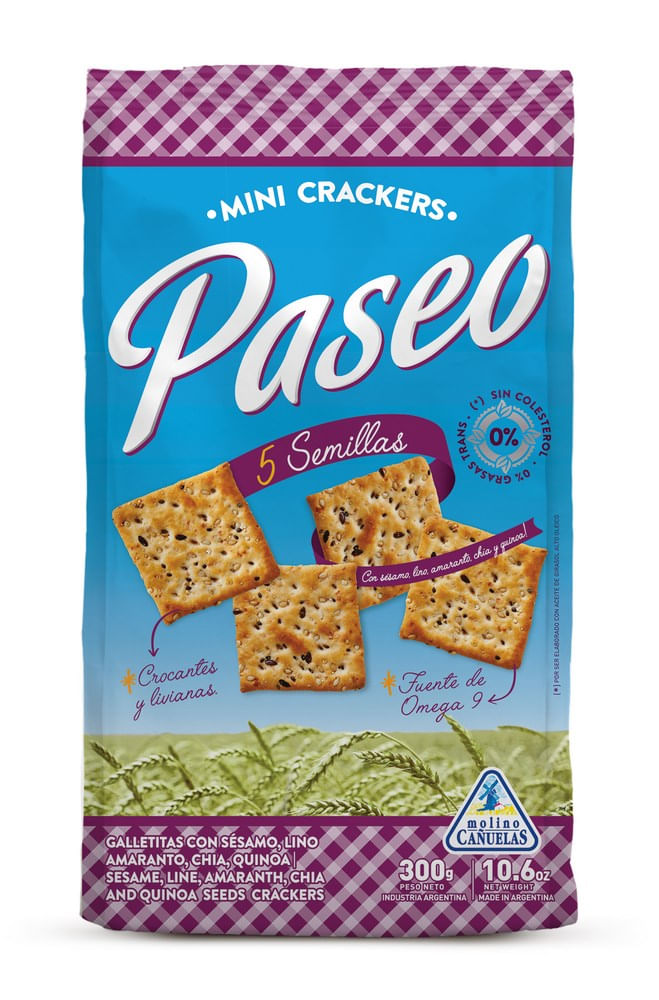 Galletitas Mini Crackers 5 Semillas Paseo 300 Grs