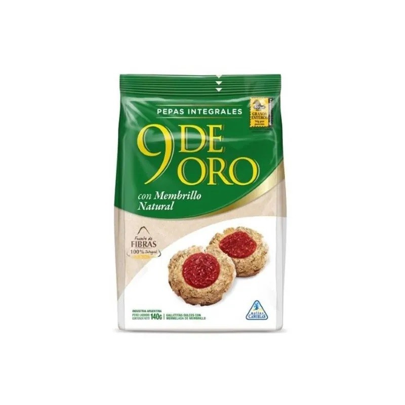 Galletitas Pepas Integrales 9 de Oro 140 Grs