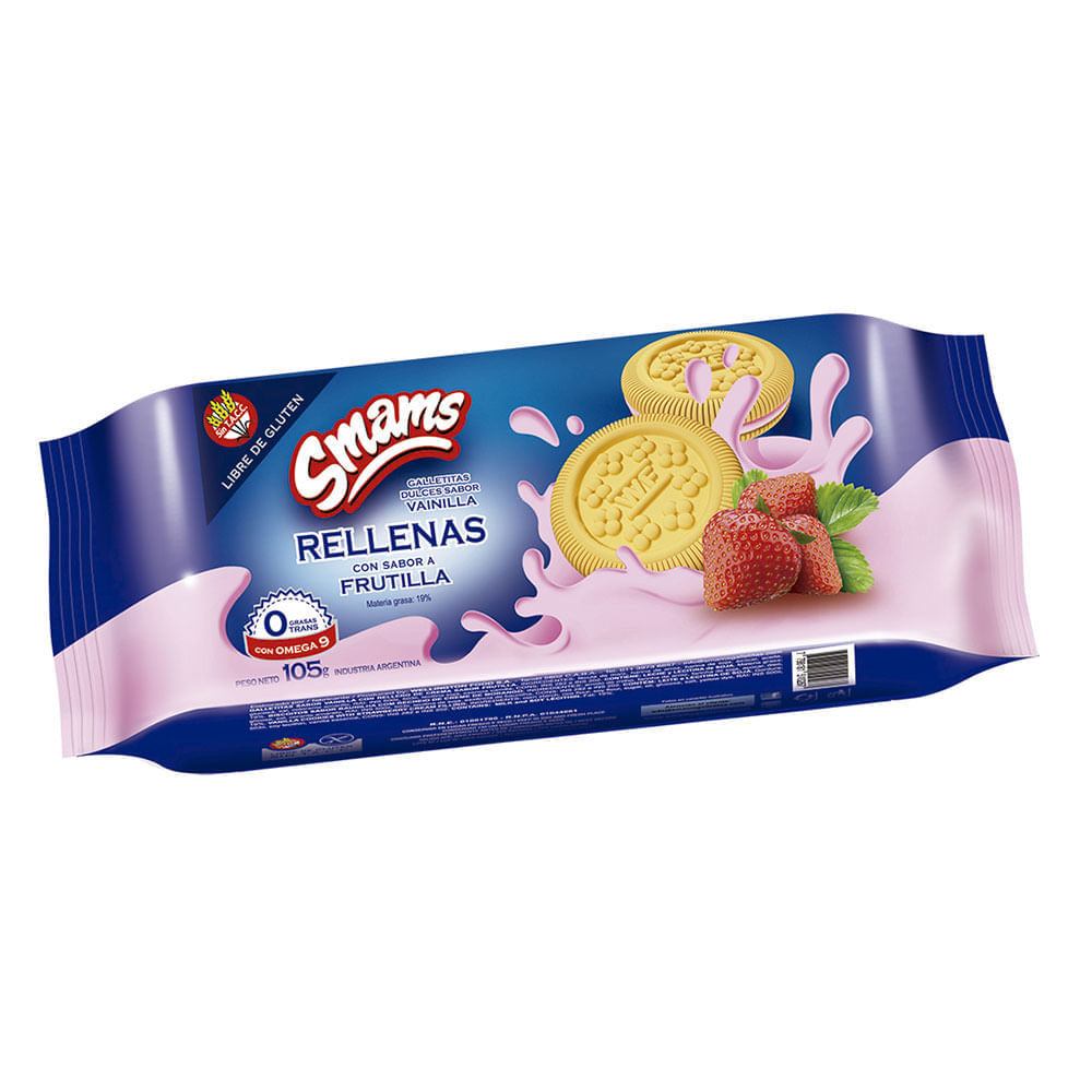 Galletitas Rellenas Frutilla Smams 105 Grs