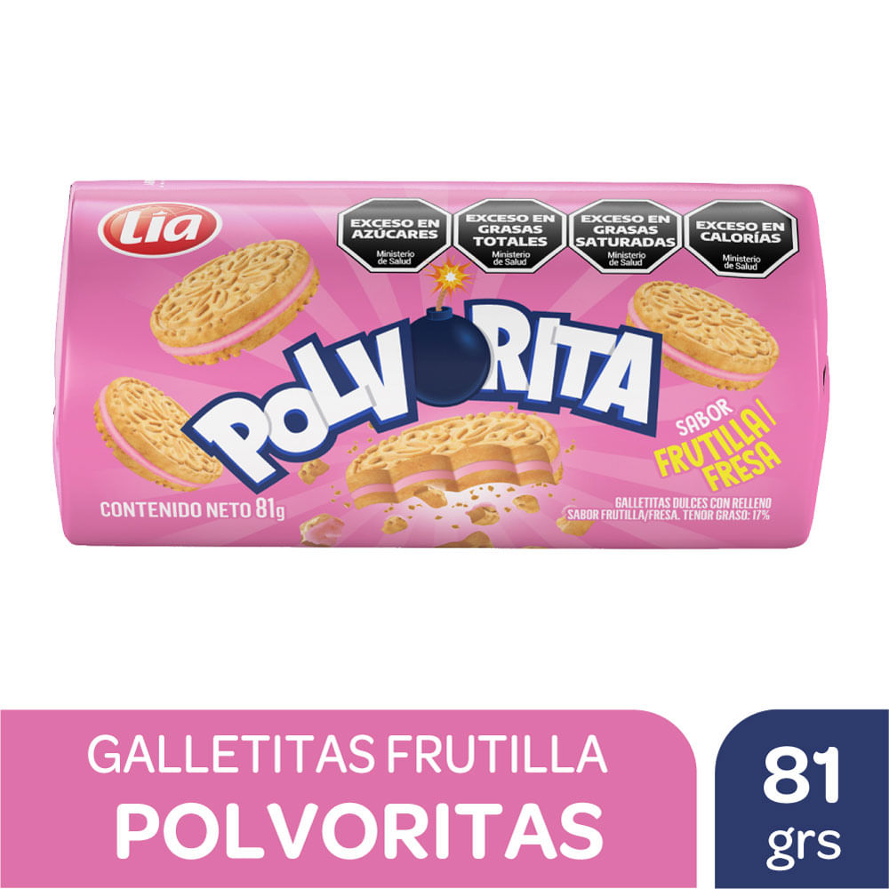 Galletitas Vainilla Rellenas C/Frutilla Polvorita 81 Grs