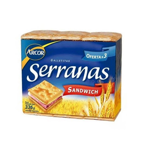 Galletitas de Agua Sandwich x3 Serranas 3 Un