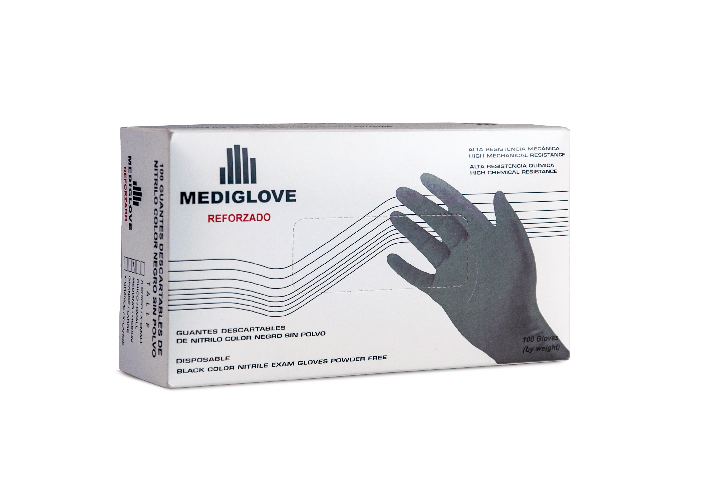 Guantes Descartables L Nitrilo Negro S/ Mediglove 100 Un