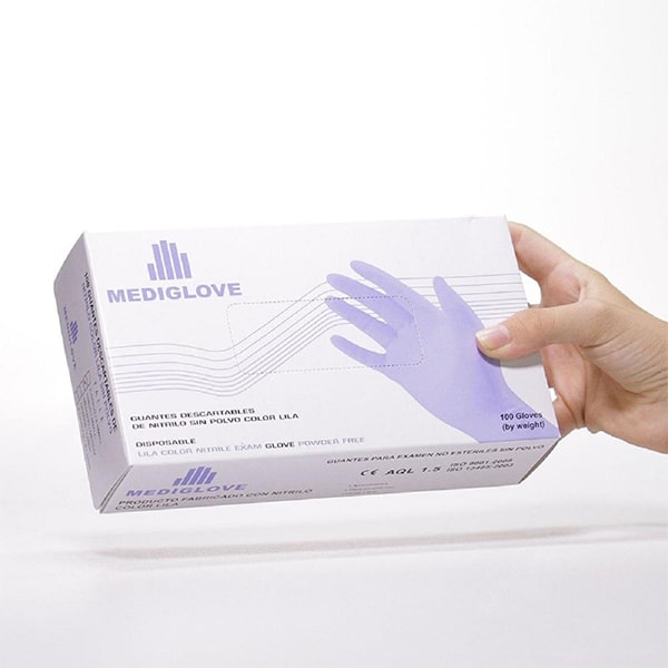 Guantes Descartables M Nitrilo Lavanda Mediglove 100 Un