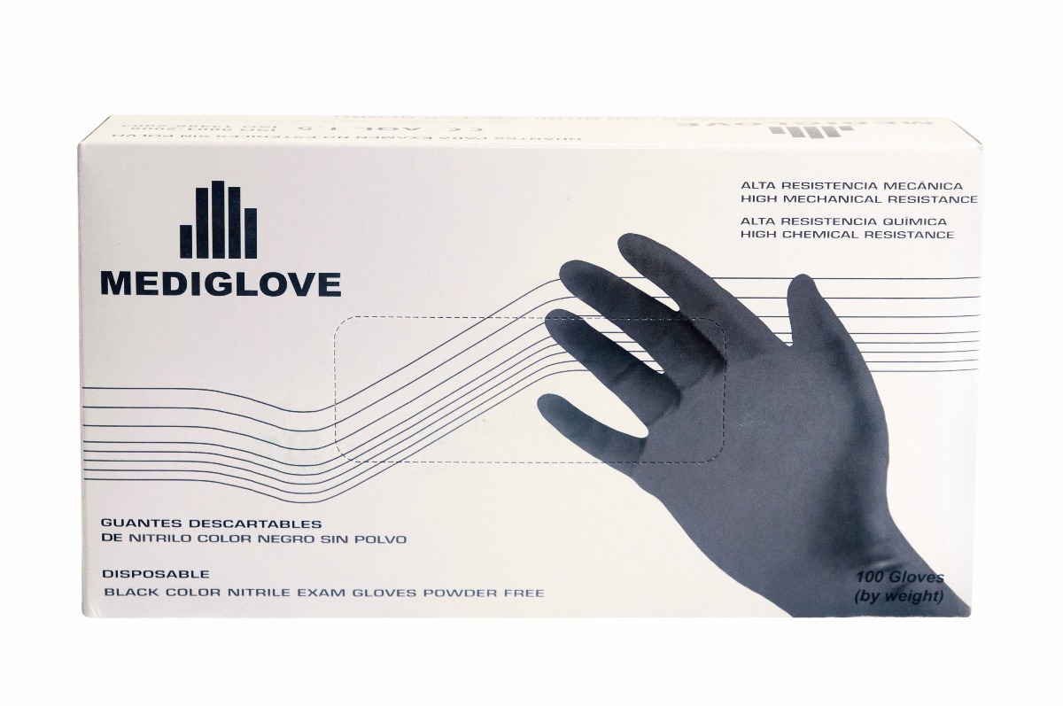 Guantes Descartables S Nitrilo Negro S/ Mediglove 100 Un