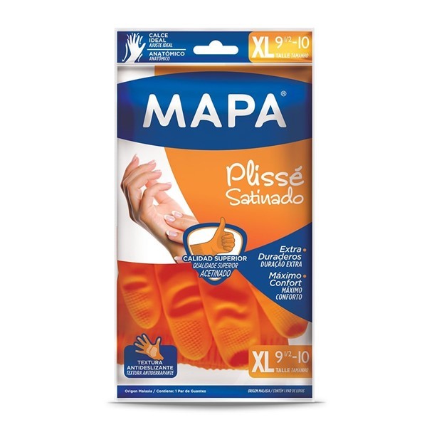 Guantes Plisse Satinado L Mapa 1 Par