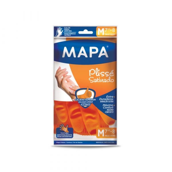 Guantes Plisse Satinado M Mapa 1 Par