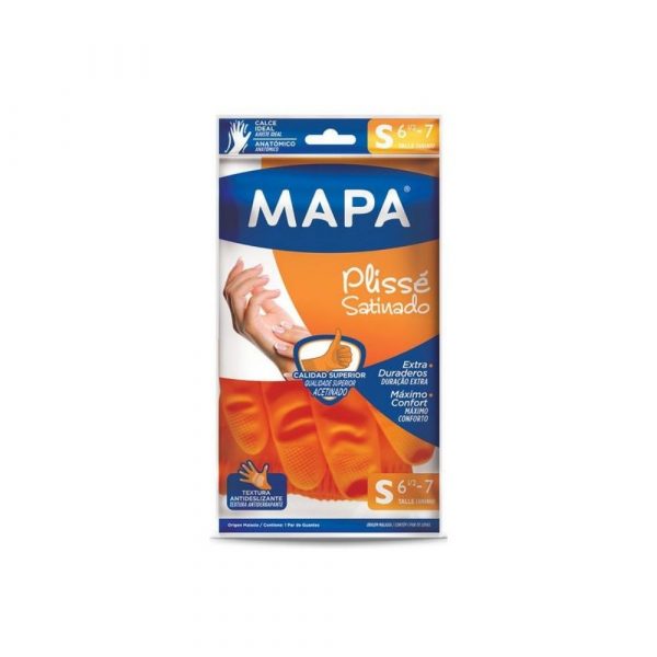 Guantes Plisse Satinado S Mapa 1 Par