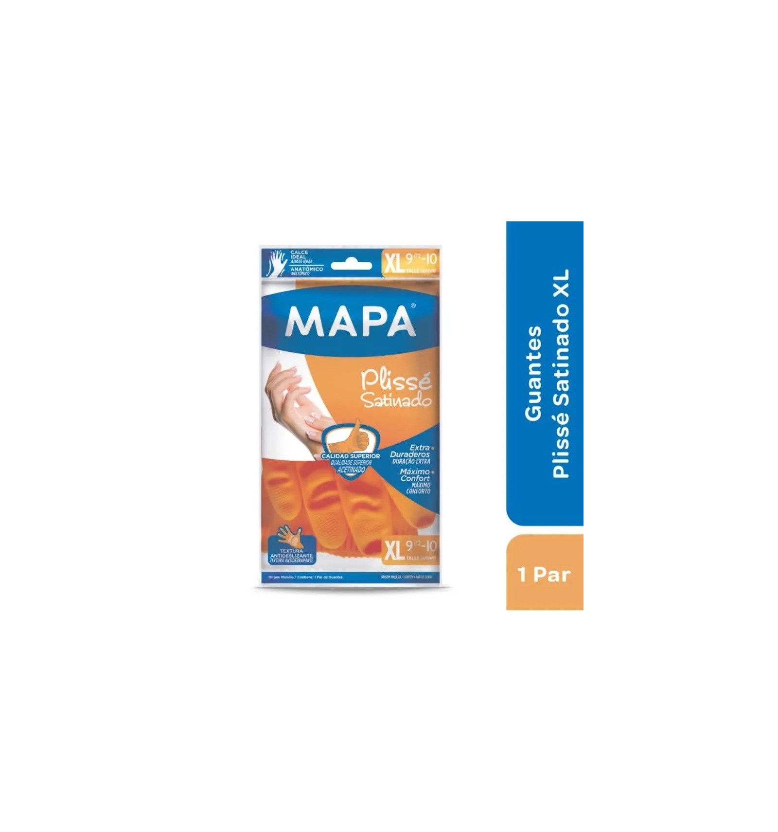 Guantes Plisse Satinado XL Mapa 1 Par