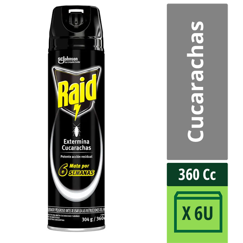 Insecticida Extermina Cucarachas x 6 Se Raid 360 cc