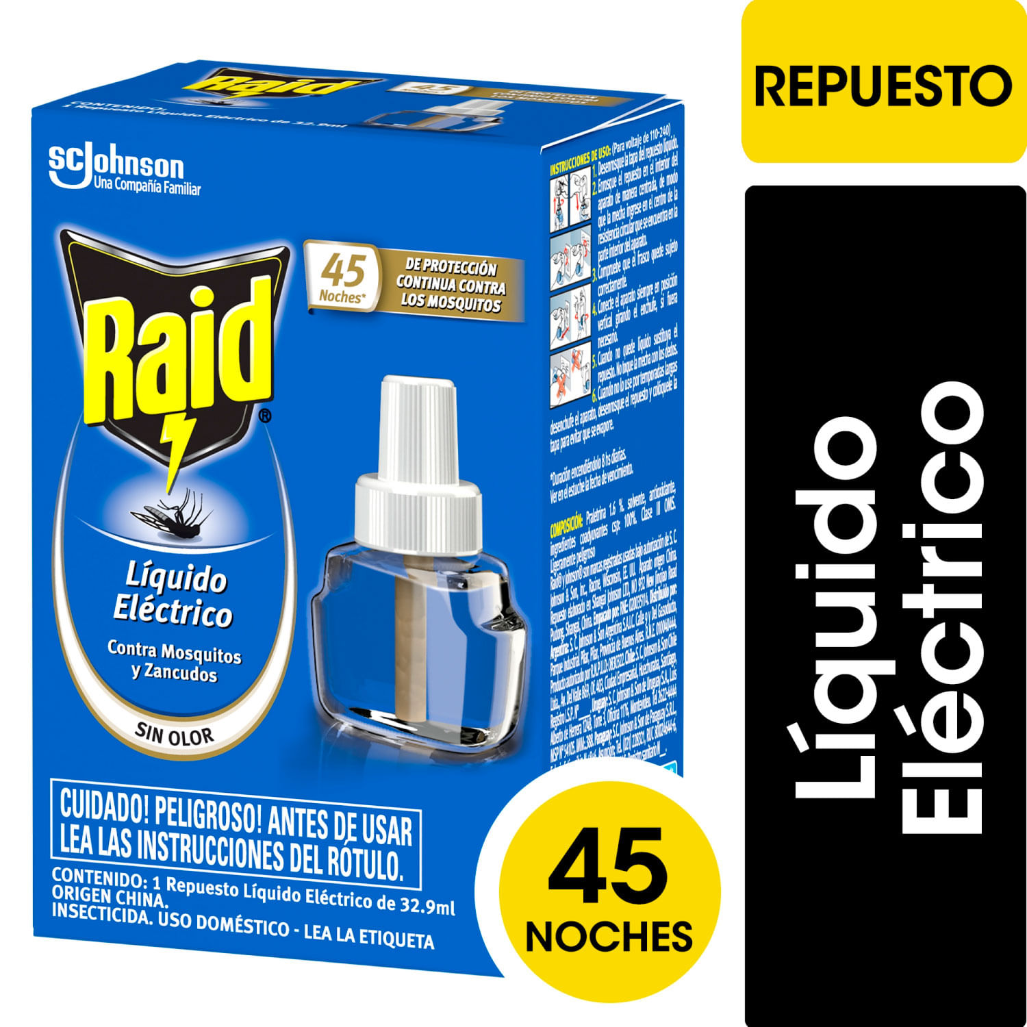 Insecticida Liq.Electrico 45 Noches Rto Raid 1 Un