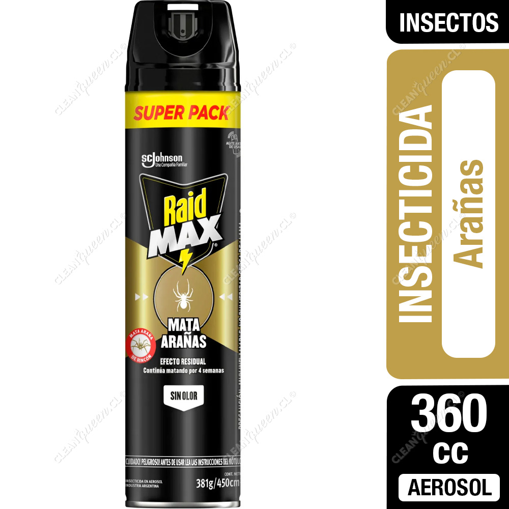 Insecticida Max Cucarachas y Arañas S/O Raid 360 cc