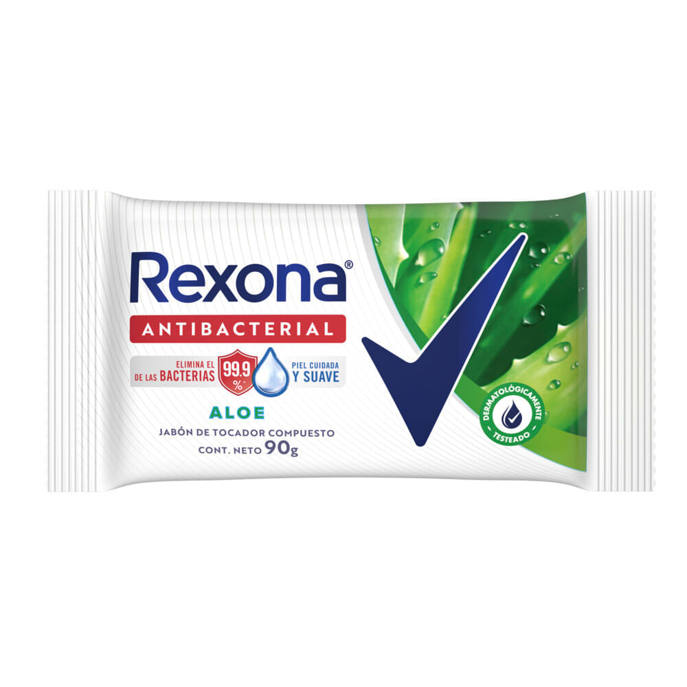 Jabon Antibacterial Aloe 99.9% Rexona 90 Grs