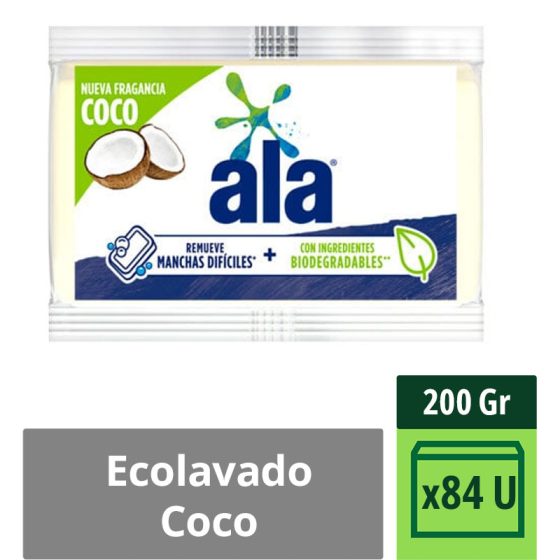 Jabon Barra Ecolavado Coco Ala 200 Grs