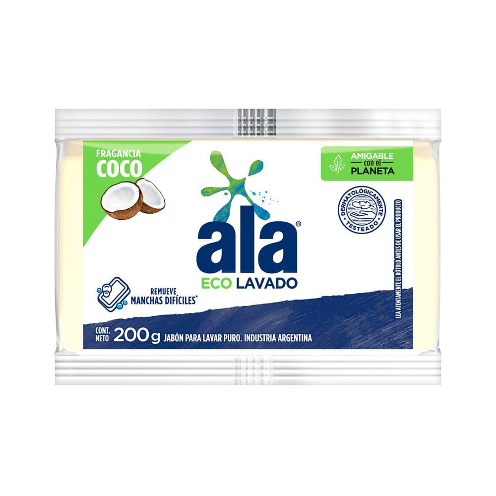 Jabon Barra Ecolavado Coco X2 Ala 400 Grs