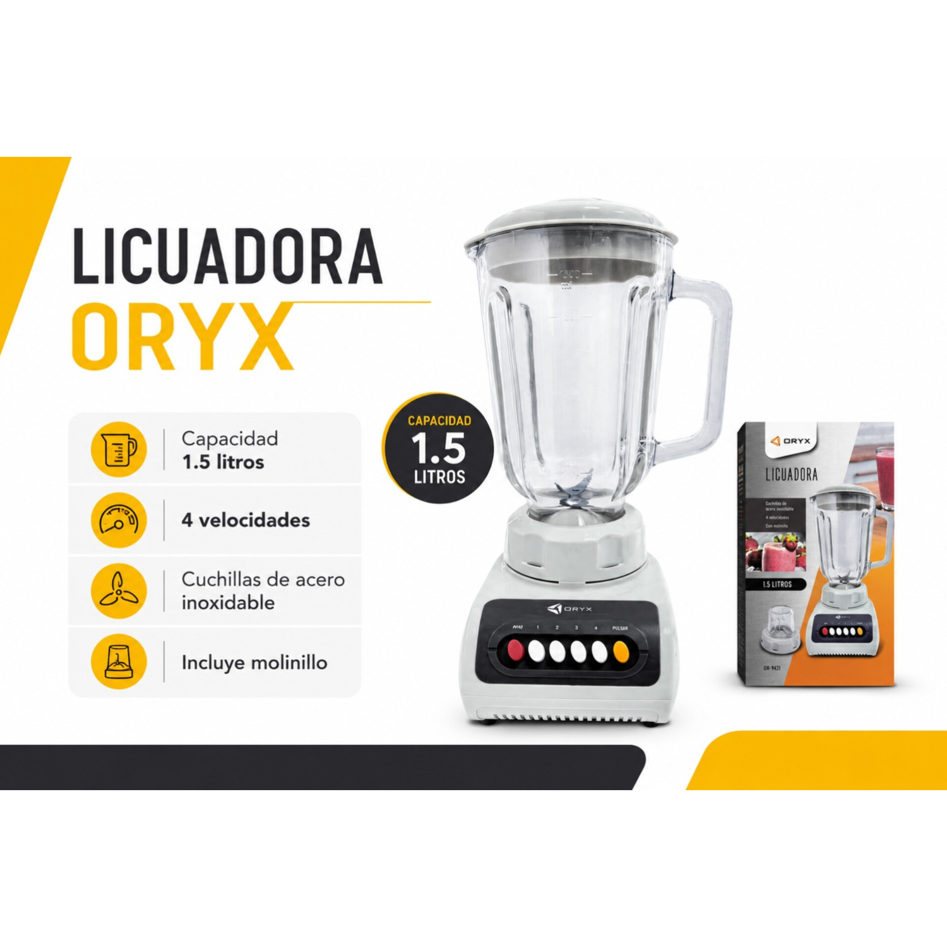 LICUADORA C/ PICADORA HYTOSHY - 1,5L 500W
