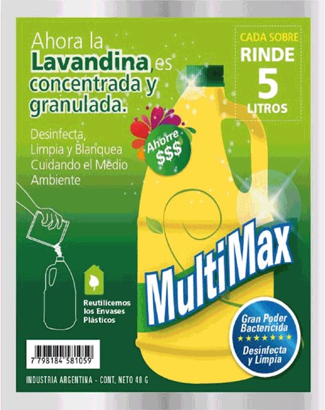 Lavandina Concentrada Granulada Rinde 5 MultiMax 40 Grs
