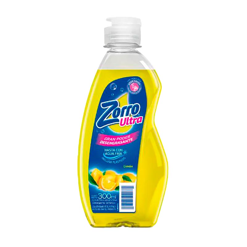 Lavavajilla Glicerina Limon Zorro 300 ml
