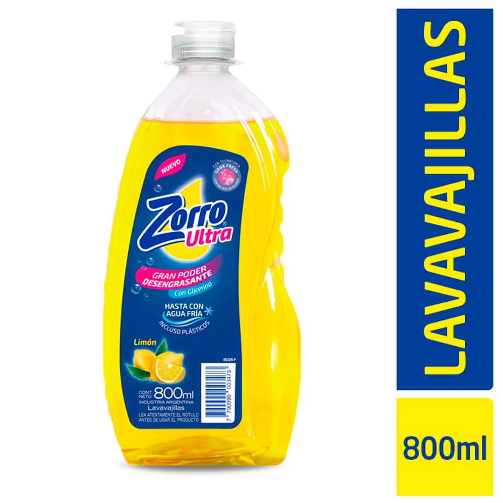 Lavavajilla Ultra Naranja y Jengibre co Zorro 500 ml