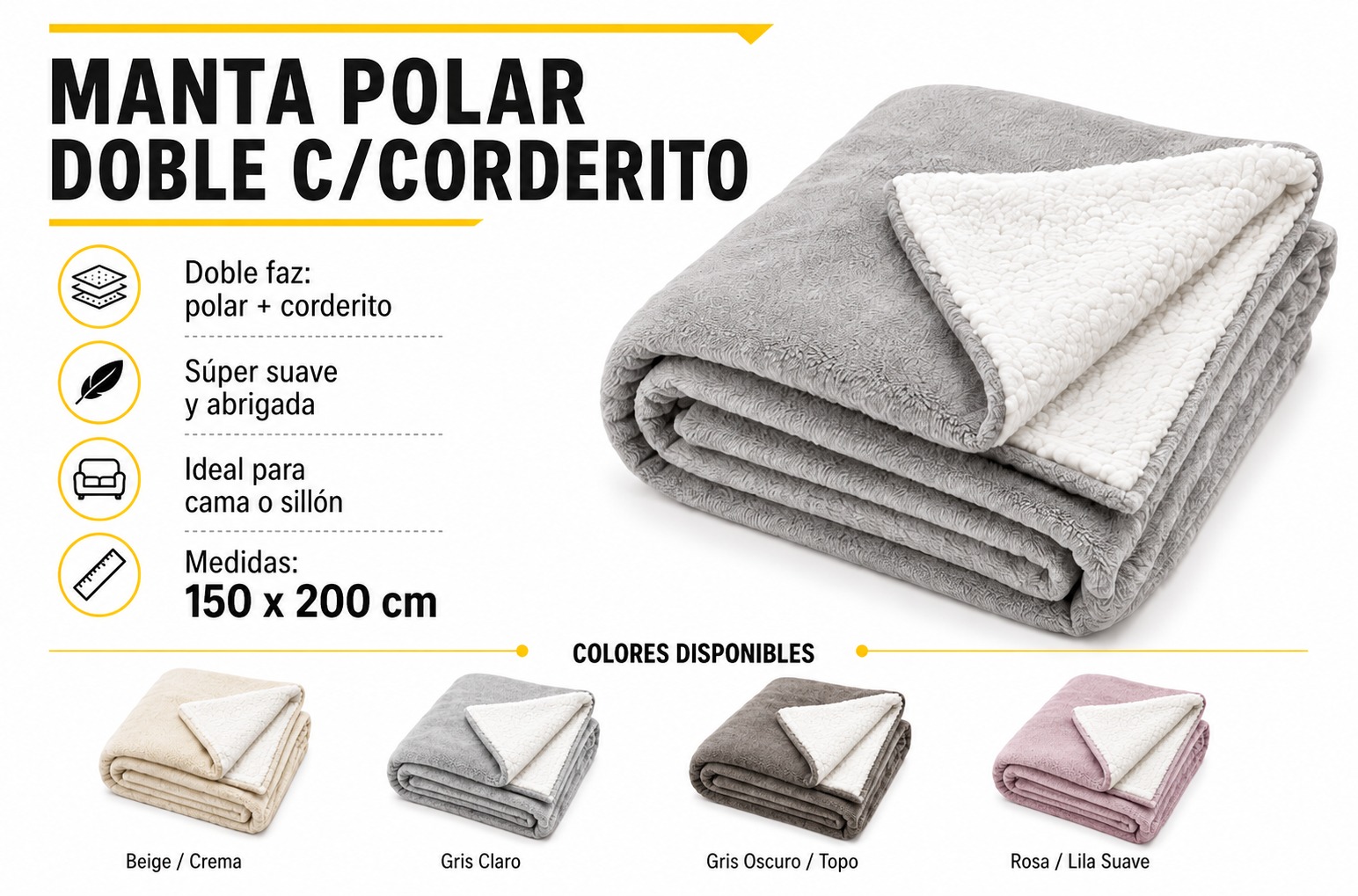 MANTA POLAR DOBLE C/CORDERITO
