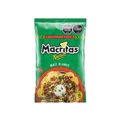 Nachos redondos  Maiz Blanco Macritas 200 Grs