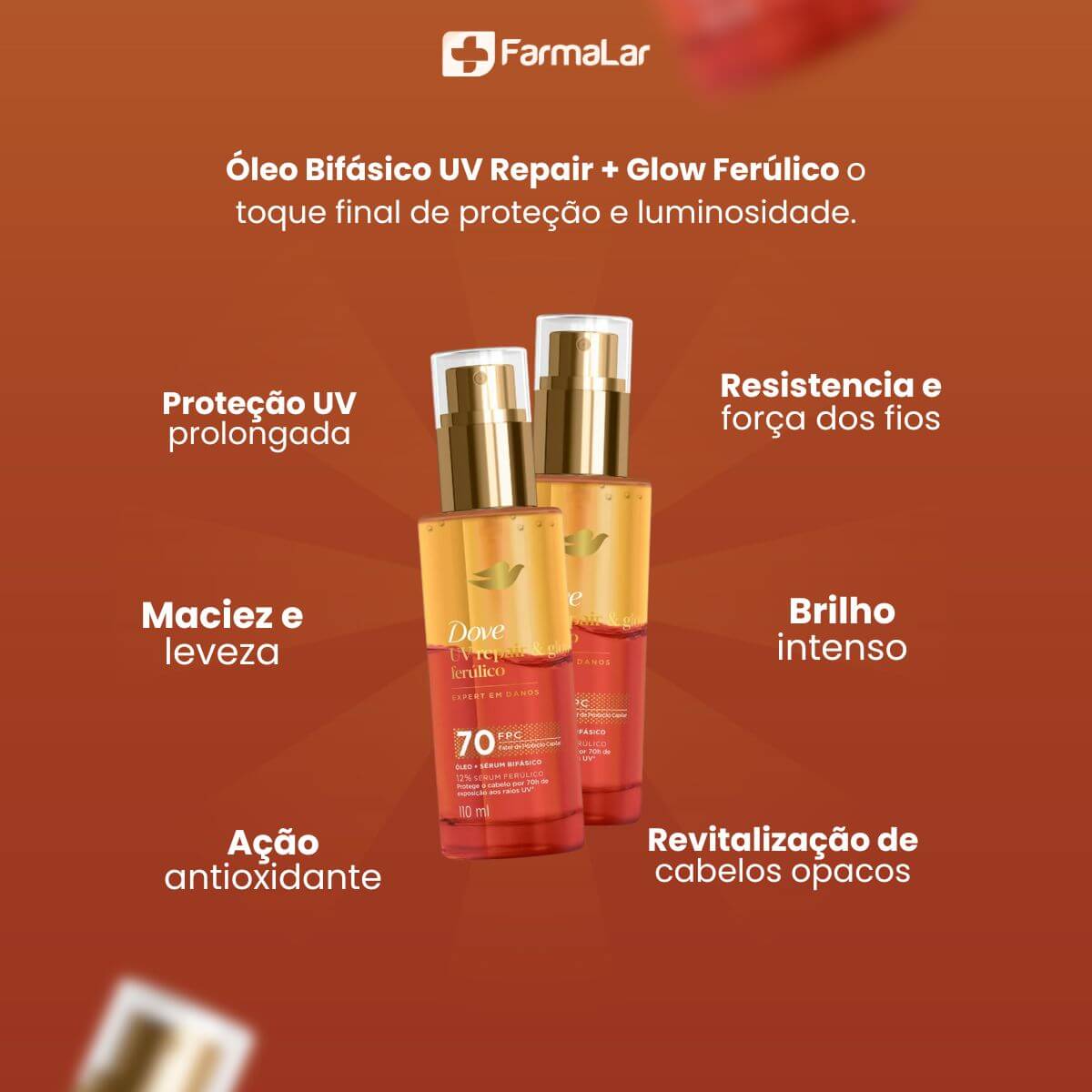 Oleo + Serum Bifasico UV Repair & Glow+ Dove 110 Grs