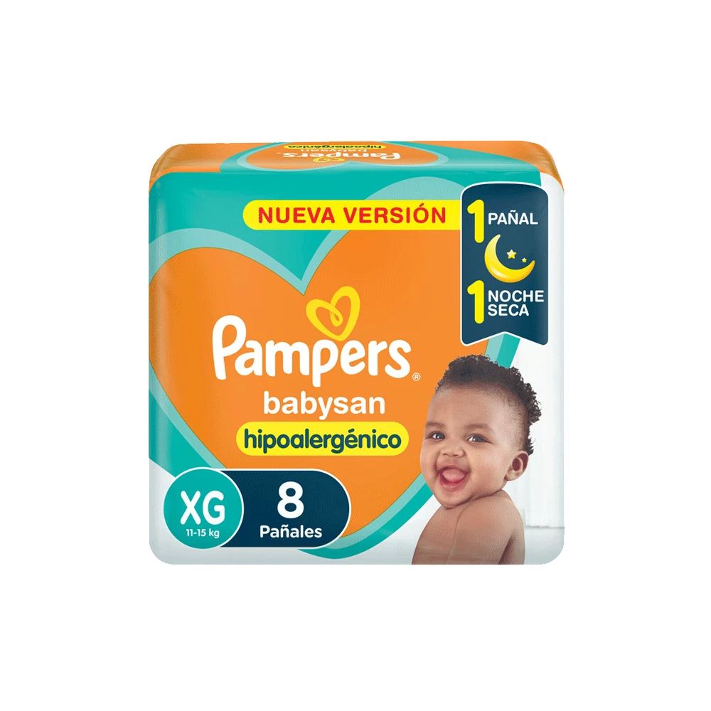 Pañal Babysan Hipoalergenicos XG Pampers 8 Un