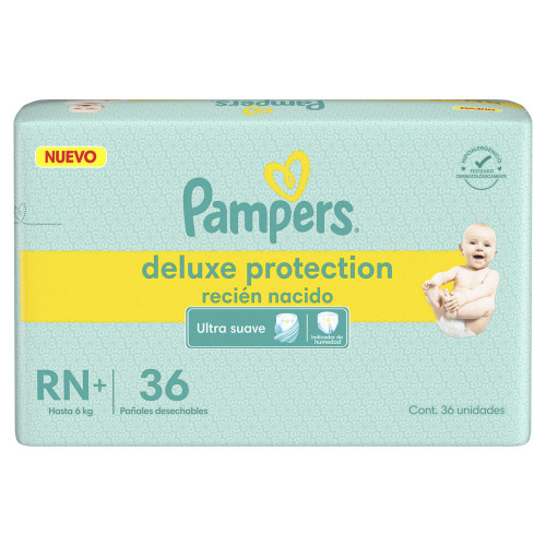 Pañal Deluxe Protection RN Ultra Suave Pampers 36 Un