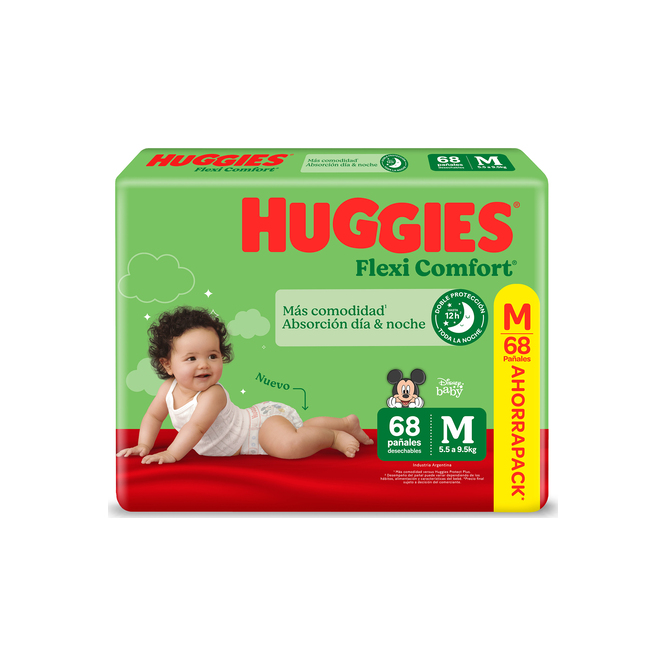 Pañal Flexi Comfort M Barreras +Gruesas Huggies 68 Un