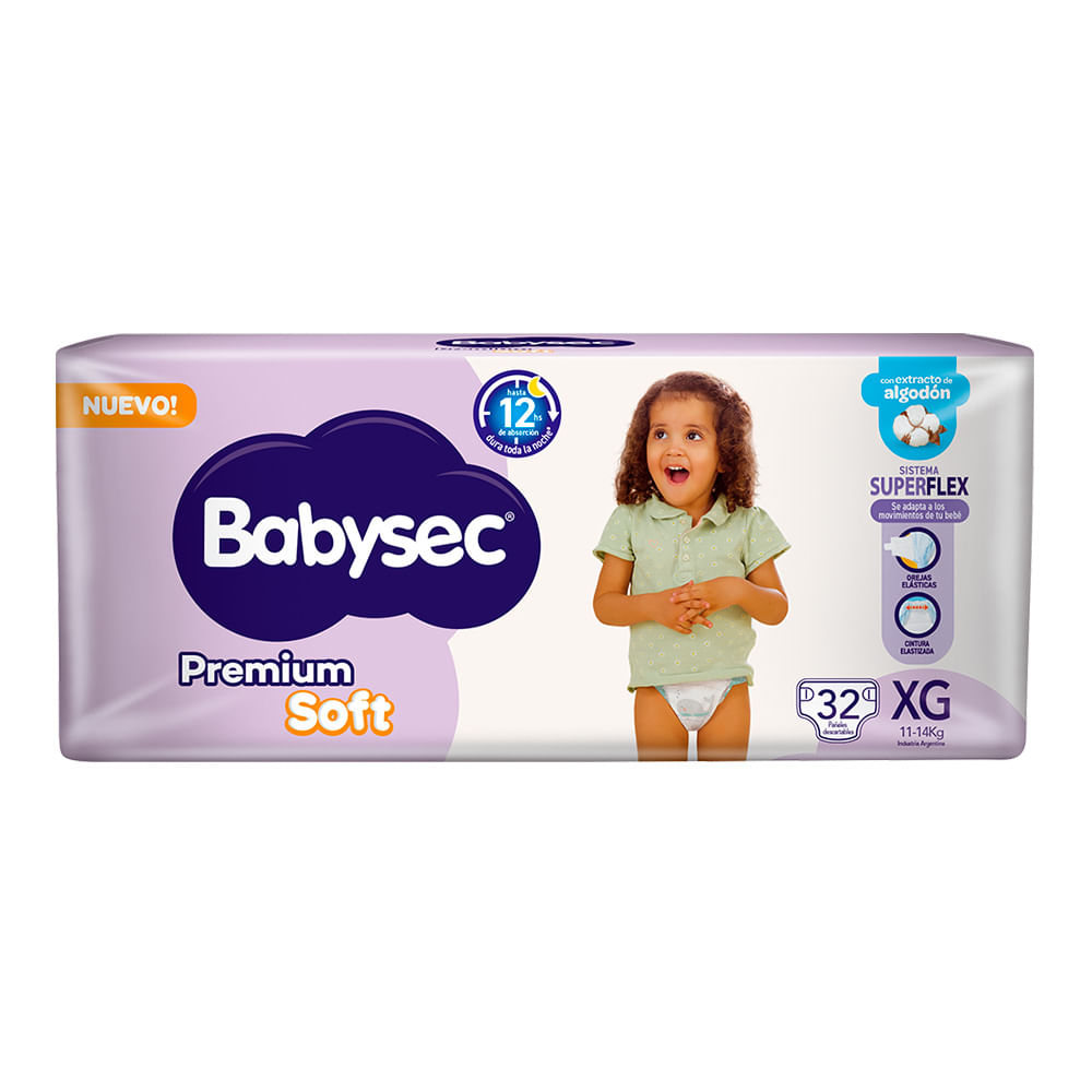 Pañal Premium Soft XG Babysec 32 Un