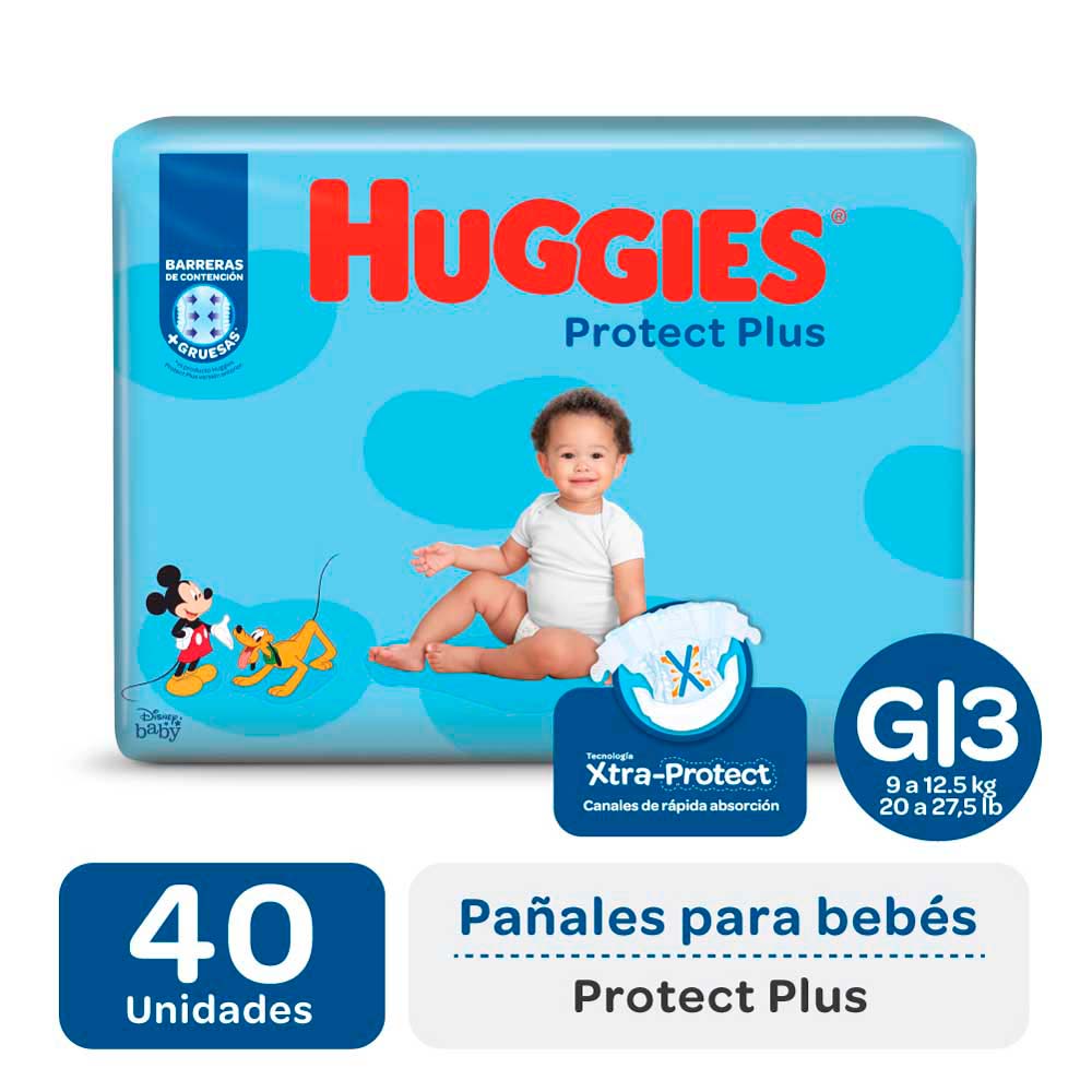 Pañal Protect Plus G Cintas Elasticas J Huggies 40 Un