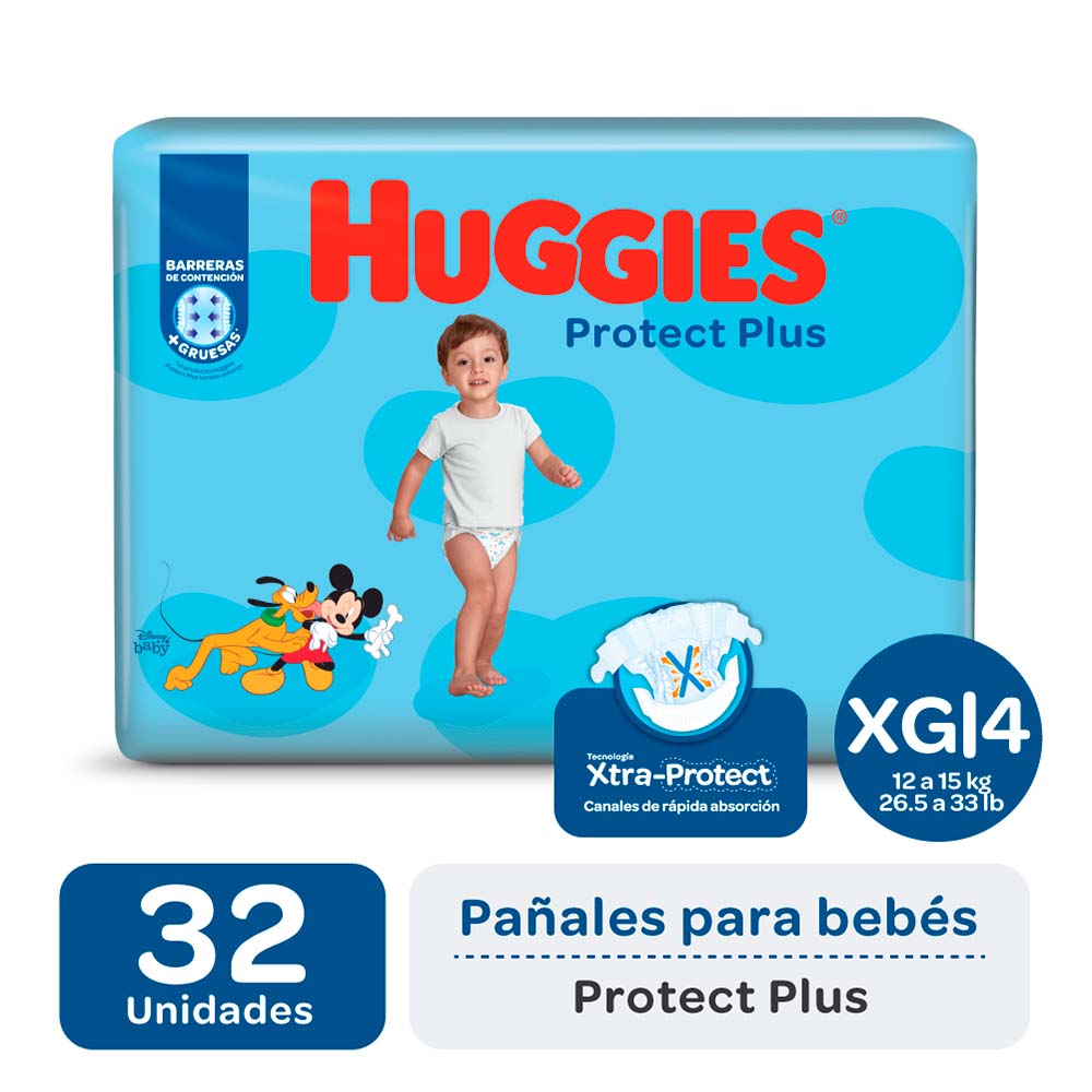 Pañal Protect Plus XG Cintas Elasticas Huggies 32 Un