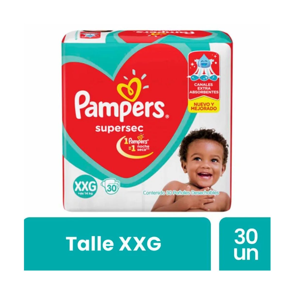Pañal Supersec Super Proteccion XXG Pampers 30 Un