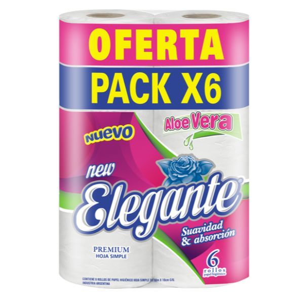 Papel Higienico Aloe Vera 30m Elegante 6 Un